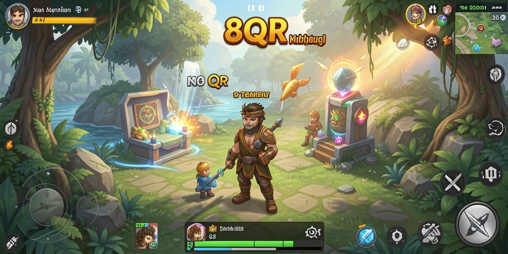 Tampilan gameplay <strong>8QR</strong> yang menampilkan interaksi karakter dan lingkungan.