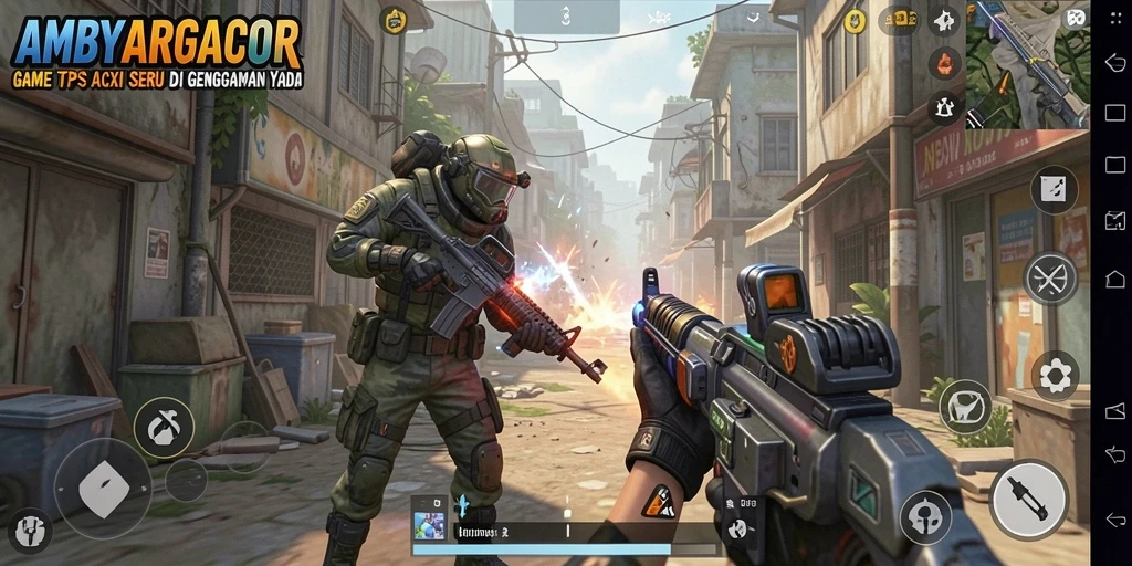 Tampilan gameplay seru dari AMBYARGACOR dalam pertempuran TPS.