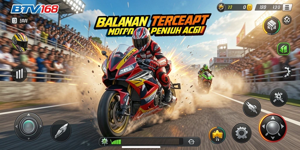Gameplay mendebarkan dalam balapan motor yang seru.