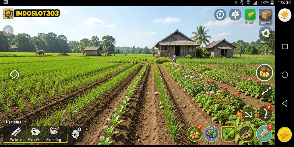 Screenshot gameplay menunjukkan aktivitas bertani yang seru dan penuh warna.