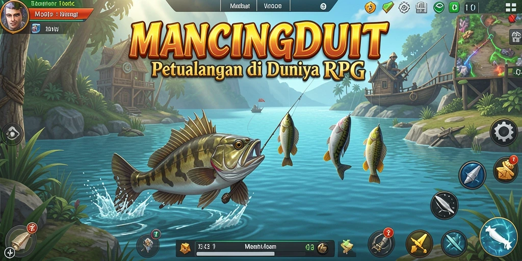 Gameplay MANCINGDUIT dengan karakter dan latar RPG yang memukau.