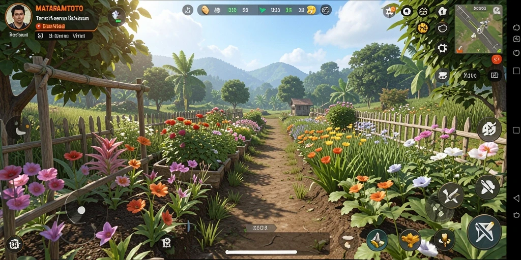 Screenshot utama MATARAMTOTO menampilkan gameplay seru berkebun.