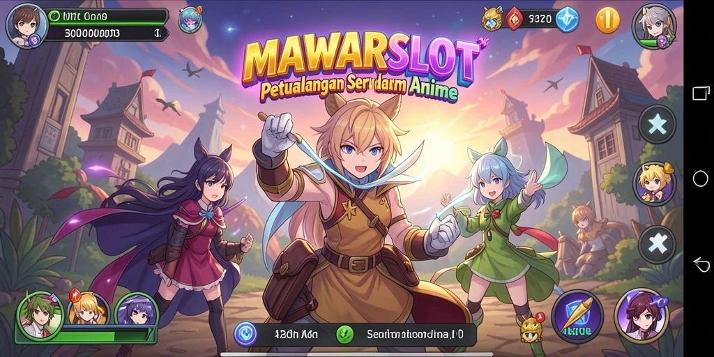 Tampilan gameplay menarik dari MAWARSLOT dengan karakter anime.