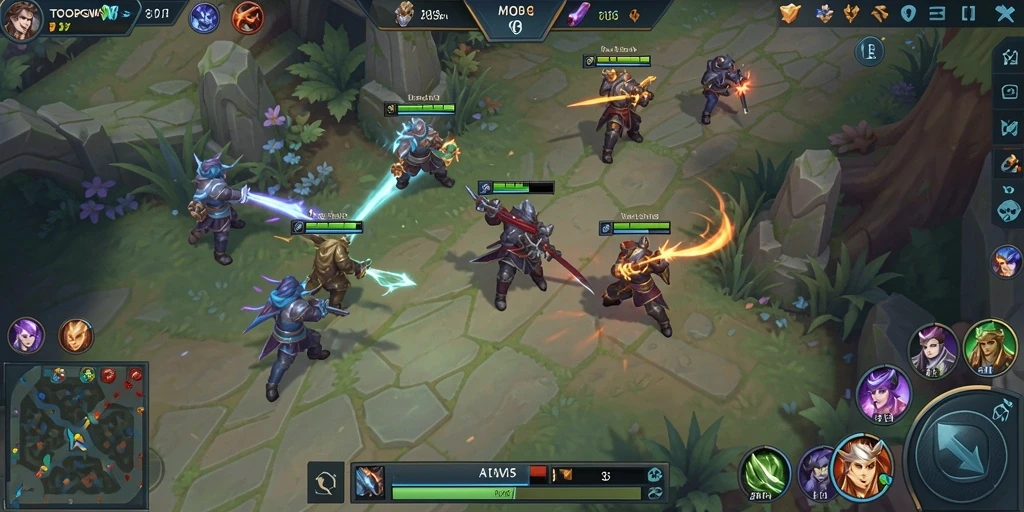 Gameplay seru TOOPGWS dengan pertempuran strategis MOBA.
